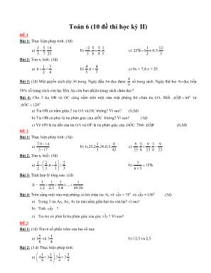 10 Đề thi học kỳ II môn Toán Lớp 6